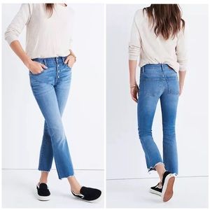 Madewell Cali Demi Boot Jeans Chewed Hem Edition 26 Button Fly